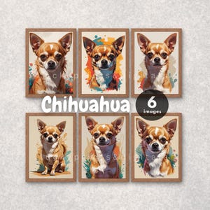 Decoração de arte para chihuahua, download digital de retrato de cachorro personalizado, arte hiper-realista para animais de estimação, impressão com tema de cachorro, download instantâneo, presente para amantes de cães