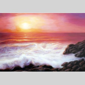 Marina al óleo firmada por el autor. Mar al óleo firmado. Cuadro del mar al óleo. Paisaje marino.