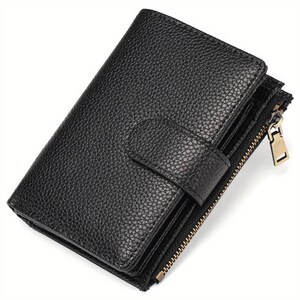 Elegant Women's Faux Leather Wallet - Compact Lychee Pattern, Multi-Function Tri-Fold Design, Perfect for Fall & Winter Gifts