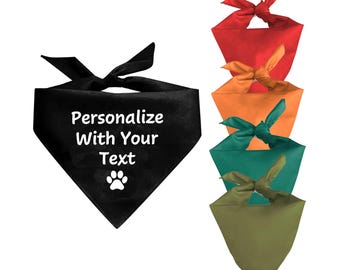 Personalized Dog Bandana with paw, Tie On Bandana with your text, Custom Pet Scarf, Personalize with Your Text Pet Bandana, Gift for pet