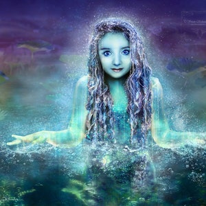 Message of the Naiad by Artist Susan Schroder Mythic Fantasy Art Print Faerie image 1