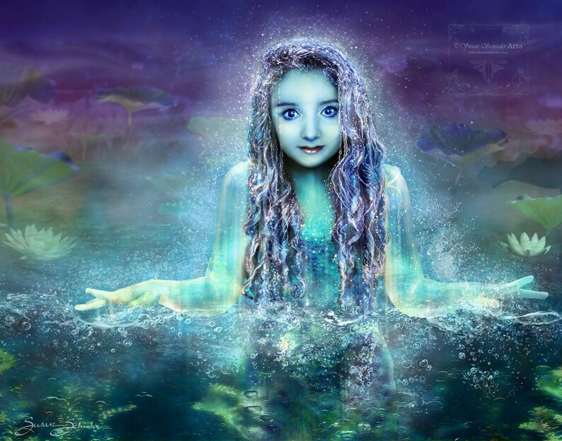 Message of the Naiad by Artist Susan Schroder Mythic Fantasy Art Print Faerie image 1