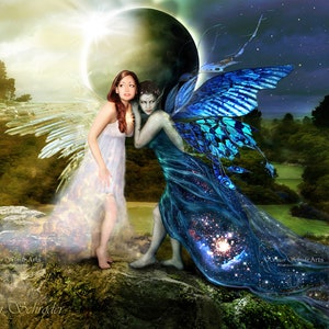 Eclipse at the Edge of Night and Day- by Susan Schroder - Mythic Fantasy Fairy Art Print