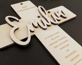 Cruz de Comunión - Regalo personalizado para Primera Comunión - Confirmación - Regalo de Comunión - Cruz de madera