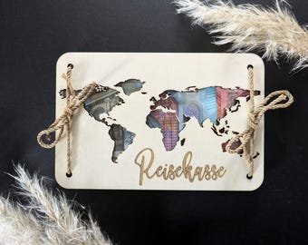 Regalo de dinero, mapa del mundo, idea de regalo de viaje, regalo de cumpleaños, regalo de dinero de boda, envoltorio de dinero, fondo de viaje