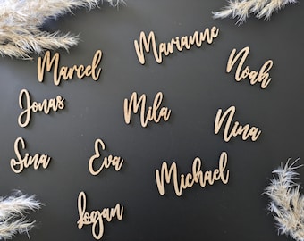 Tarjetas de mesa personalizadas de MDF para bodas, cumpleaños, 4 cm de alto, tarjetas de mesa, etiquetas de nombre personalizadas, comunión, bautizo.