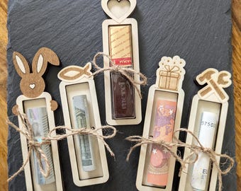 Envoltura de regalos, regalo, cumpleaños, Pascua, comunión, confirmación, bautizo, nacimiento, soporte para barra de chocolate