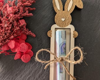 Regalo de dinero de Pascua, conejito de Pascua, madera, regalo de Pascua