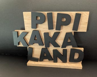 Pipi Kaka Land - Decoración de baño - Decoración de mesa - Hogar - Soporte de exhibición - Madera + Impresión 3D