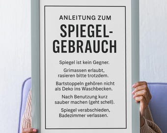 Funny bathroom poster with humorous instructions – Modern toilet decor for guest toilets & bathrooms – Humorous wall art on high-quality photo paper