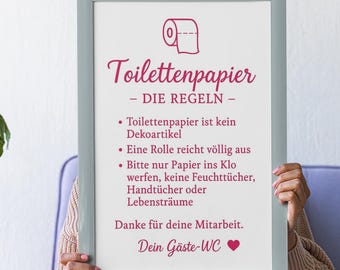 Funny Guest Toilet Poster | Humorous Bathroom Rules | German Toilet Decor | Toilet Sign | Housewarming Gift | Bathroom Wall Art