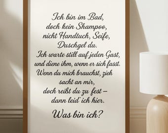 Funny bathroom poster with a riddle | Humorous guest toilet decor | Funny toilet wall art | Modern toilet quote poster | Gift idea