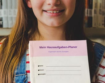 Homework Planner for Girls A4 • Printable PDF • School Planner for Grades 5-8 • Weekly Plan, To-Do List, Study Plan • Digital Download