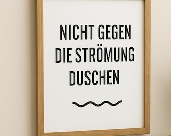 Funny poster for the bathroom & guest toilet – Humorous wall decoration in a minimalist design, gift idea for friends, modern bathroom decoration