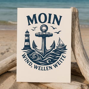 Kitchen picture, maritime picture kitchen, living room picture, – anchor motif with MOIN – North Sea Baltic Sea coastal look – – gift for sea lovers