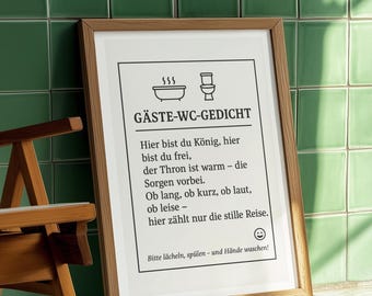Funny guest toilet poster – Humorous poem for bathroom – Funny wall decoration for the toilet – Housewarming gift