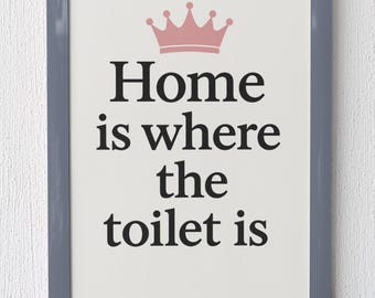 Funny bathroom poster | Guest toilet wall decoration with saying | Humorous mural | Housewarming, birthday, and new year gift