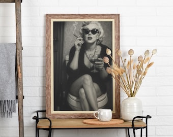 Funny Bathroom Poster | Humorous Wall Decor for Bathroom & Guest Toilet | Modern Humorous Wall Art with Blonde Woman | Gift Idea | Funny Toilet Decor