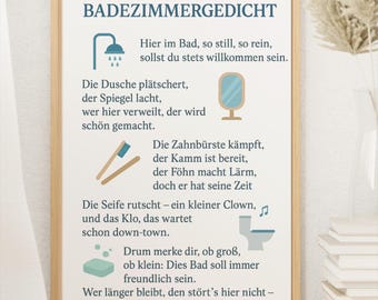 Funny Bathroom Poem Poster – Funny Toilet Decor & Modern Bathroom Murals | Gift for Guests, Housewarming, Humorous Bathroom Wall Decor