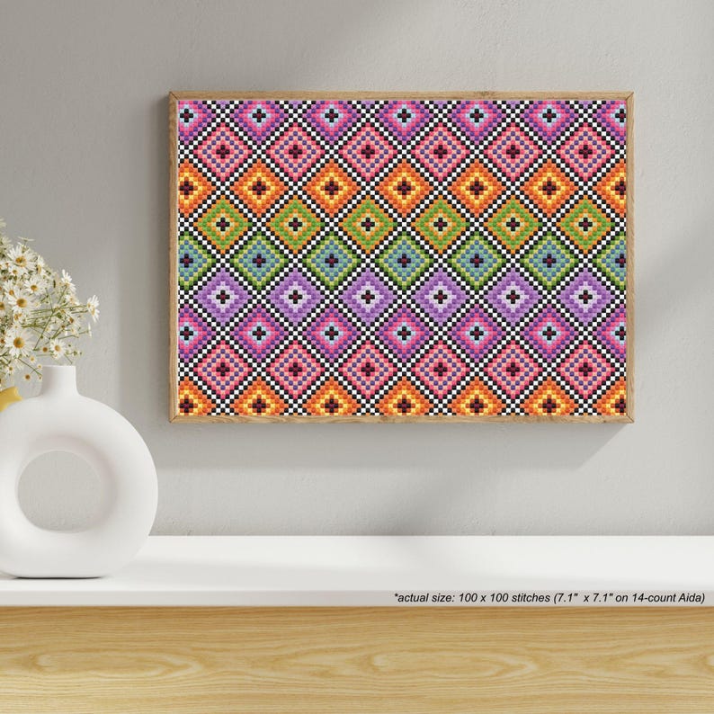Granny Square Cross Stitch Pattern, Beginner Friendly Quilt Inspired ...