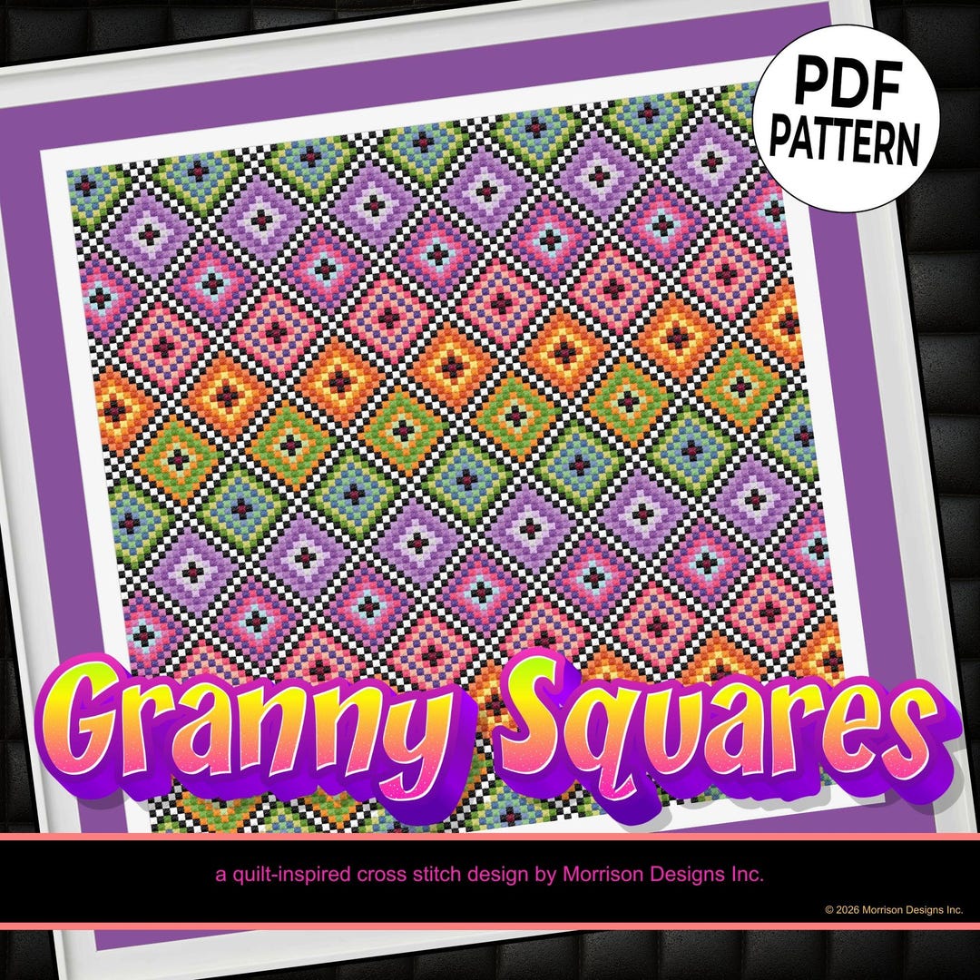Granny Square Cross Stitch Pattern, Beginner Friendly Quilt Inspired ...