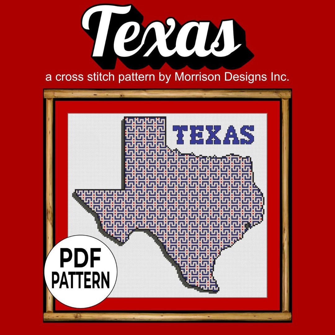 Texas Embroidery | State Outline Cross Stitch | Red & Blue Beginner ...