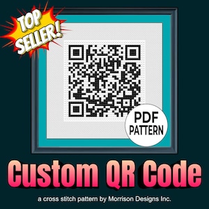 Custom QR Code Cross Stitch Pattern, Beginner Friendly Personalized Embroidery Design, PDF Download