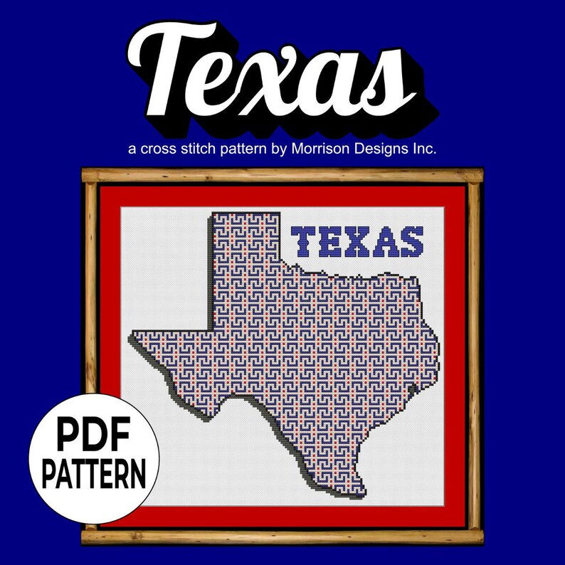 Texas Embroidery | State Outline Cross Stitch | Red & Blue Beginner ...