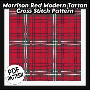 Morrison Red Tartan Cross Stitch Pattern | Plaid Needlework | PDF Instant Download