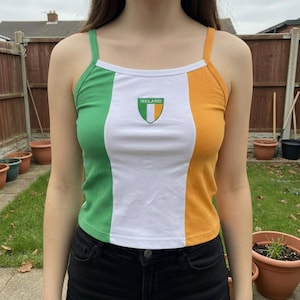 Y2k Ireland Embroidered Stretch Vest Top: Irish St Patricks Day Tank Tee