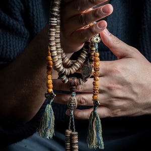 Handcrafted Yak Bone Mala Bracelet: Tibetan Prayer Beads, Spiritual Jewelry