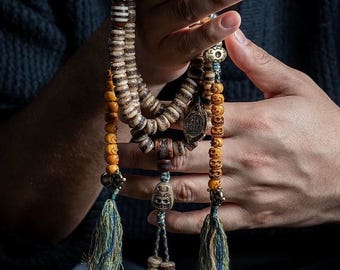 Handcrafted Yak Bone Mala Bracelet: Tibetan Prayer Beads, Spiritual Jewelry