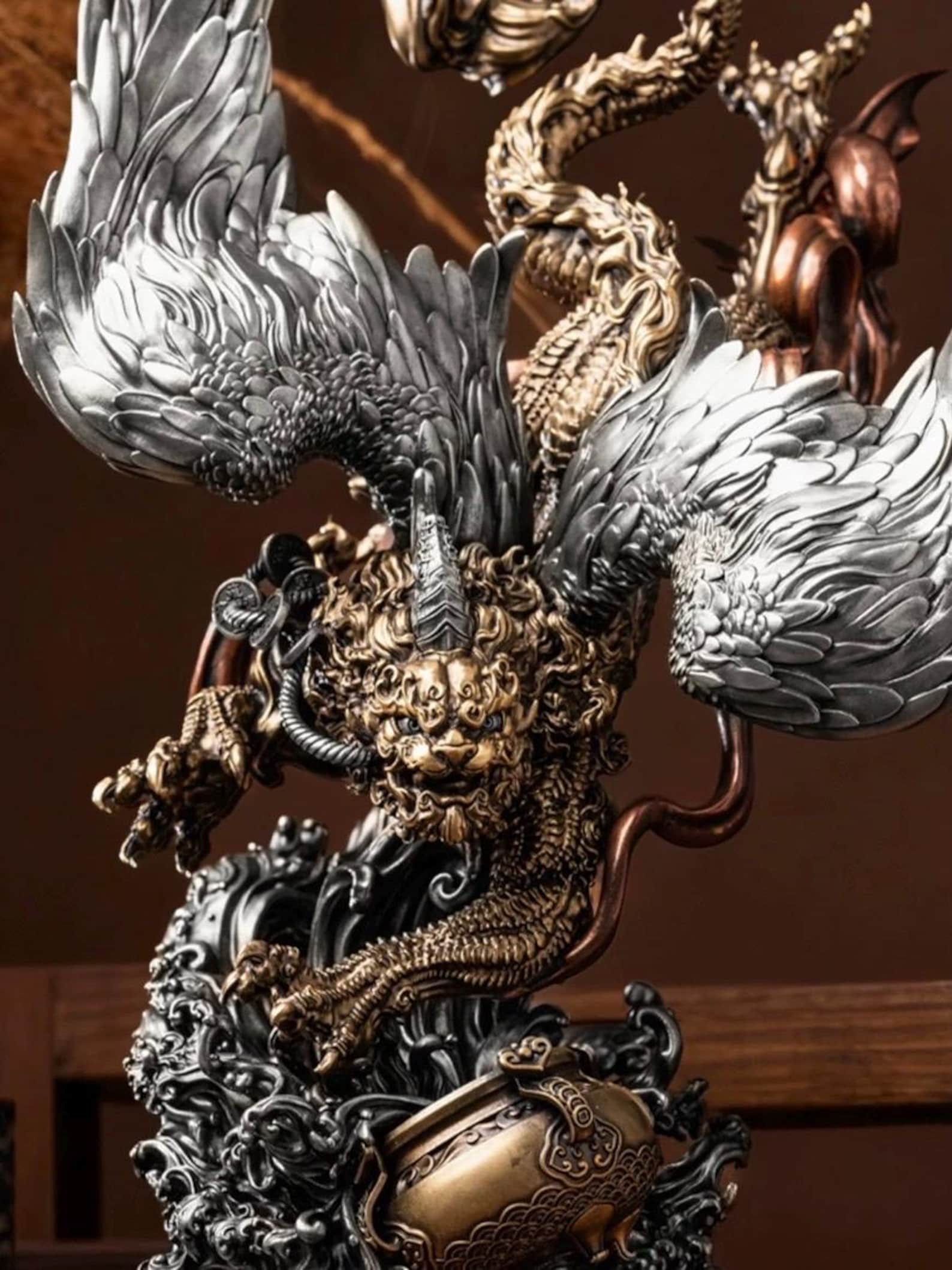 Brass Pi Xiu Figurine Feng Shui Wealth Guardian Statue, Chinese ...