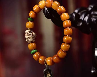 Vintage Tibetan Yak Bone Bracelet, Handcrafted Single-Strand Beads for Men & Women