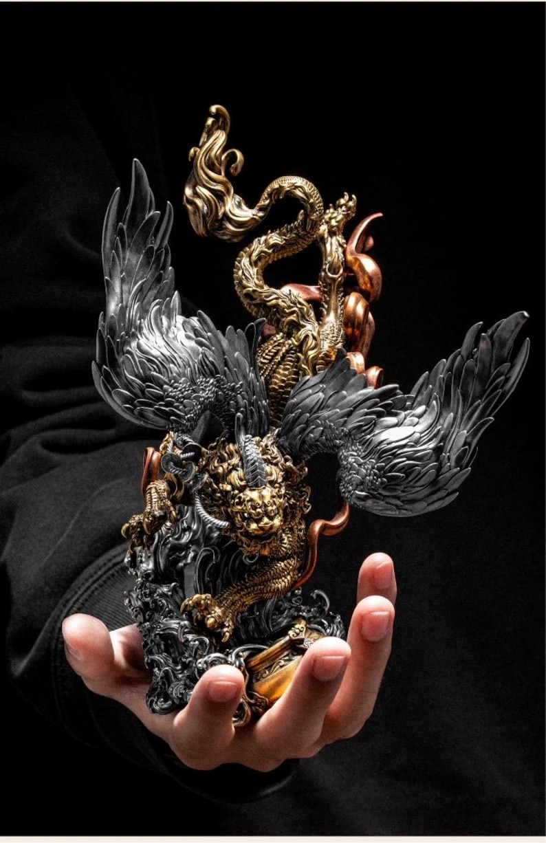 Brass Pi Xiu Figurine Feng Shui Wealth Guardian Statue, Chinese ...