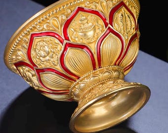 Handcrafted Brass Offering Bowl: Tibetan Buddhist Altar Cup