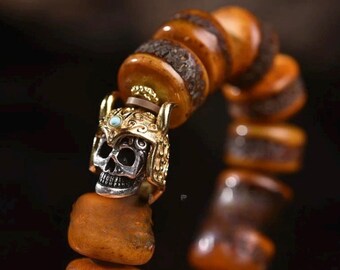 Vintage Tibetan Yak Bone Bracelet, Handcrafted Single-Strand Beads for Men & Women