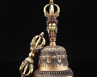 Tibetan Brass Vajra and Bell Set: Buddhist Meditation Decor - Etsy