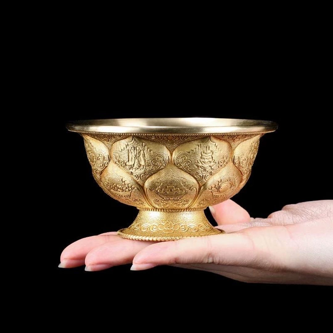 Handcrafted Brass Offering Bowl: Tibetan Buddhist Altar Cup - Etsy