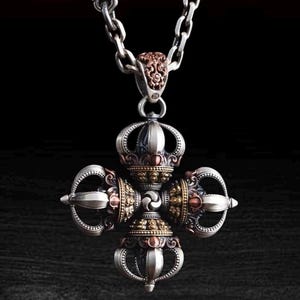 Tibetan Vajra Pendant: Sterling Silver Buddhist Amulet, Handmade Himalayan Jewelry