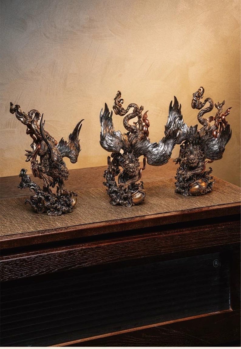 Brass Pi Xiu Figurine Feng Shui Wealth Guardian Statue, Chinese ...