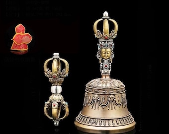 Tibetan Brass Vajra and Bell Set: Buddhist Meditation Decor - Etsy