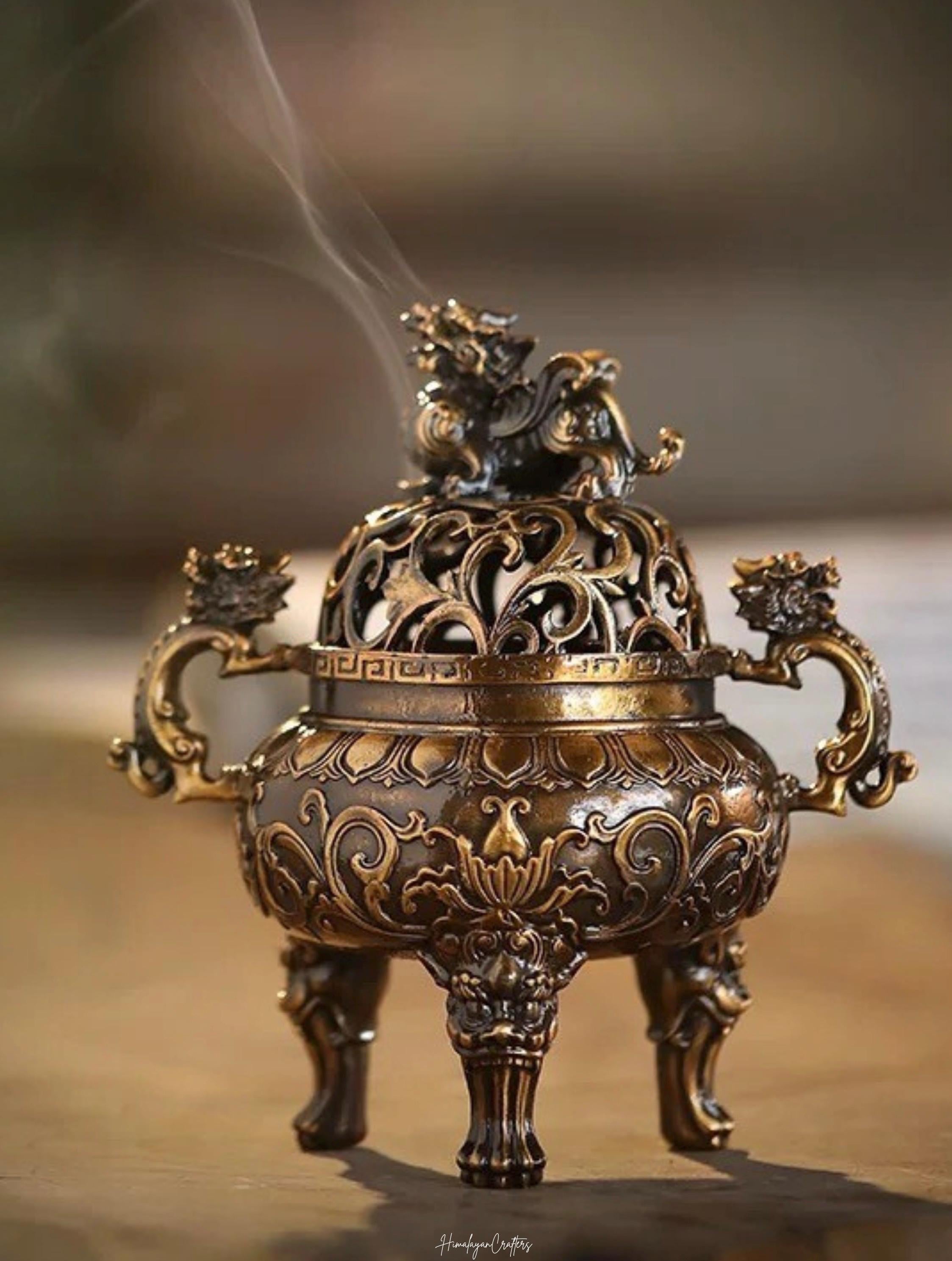真鍮製スアンニ獅子香炉：アンティークチベット香炉 - Etsy 日本