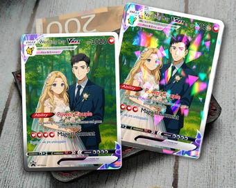 Personalized Wedding Card, Custom Photo P0ke Card, Anime Wedding Card, Anniversary Gift, Custom PokeLove Card for Couple