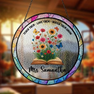 Custom Teacher Stained Glass Suncatcher, Back To School Gift, End of Year Gift, Teacher Appreciation Gift From Student, Gift for Teacher