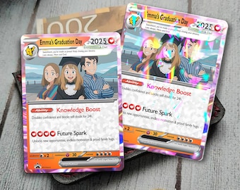 Personalized Pokelove Graduation Card, Custom Anime Photo Card, Graduation Gift, Gift for Him, Gift for Her, Custom Card for Student