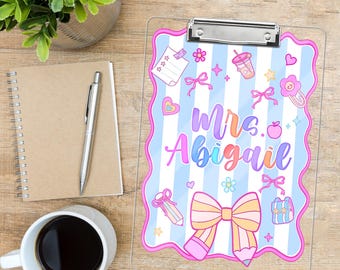 Custom Teacher Clipboard, Personalized Acrylic Clipboard for Teacher, Teacher Appreciation Gift, Back To School Gift, Classroom Must Have