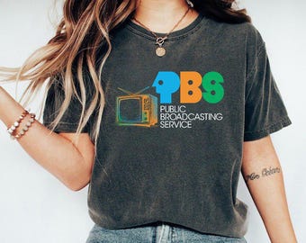 Comfort Colors Retro Public Broadcasting Service Tee, Vintage PBS Logo T-Shirt, 70s 80s Nostalgia Shirt for Classic TV Fans