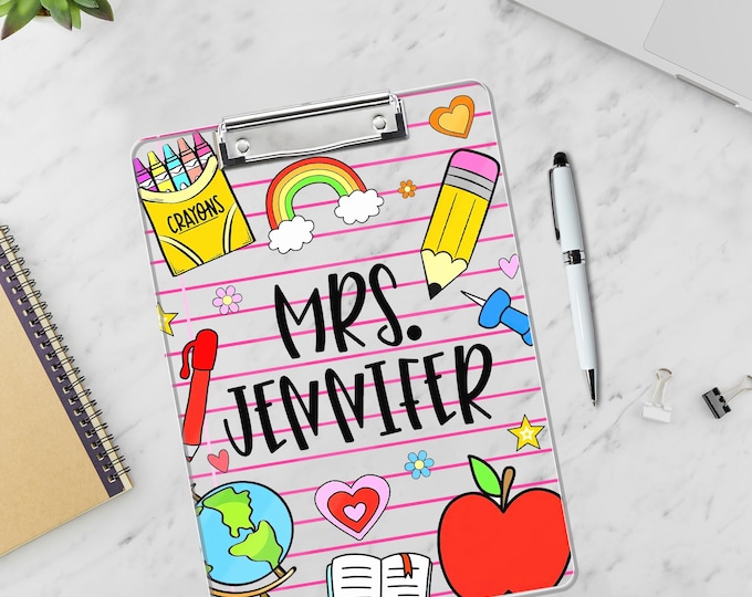 Personalized Teacher Gifts, Custom Acrylic Clipboard With Teacher Name, Back To School Teacher Appreciation Gift