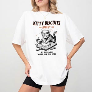 Comfort Colors Cat Biscuit Shirt, Cute Kitty Biscuits Bakery Retro Style Graphic Tee, Funny Baking Gifts, Cat Lover Baker Shirt